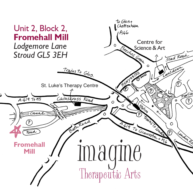 Map to Fromehall Mill and Imagine Therapeutic Arts, Stroud